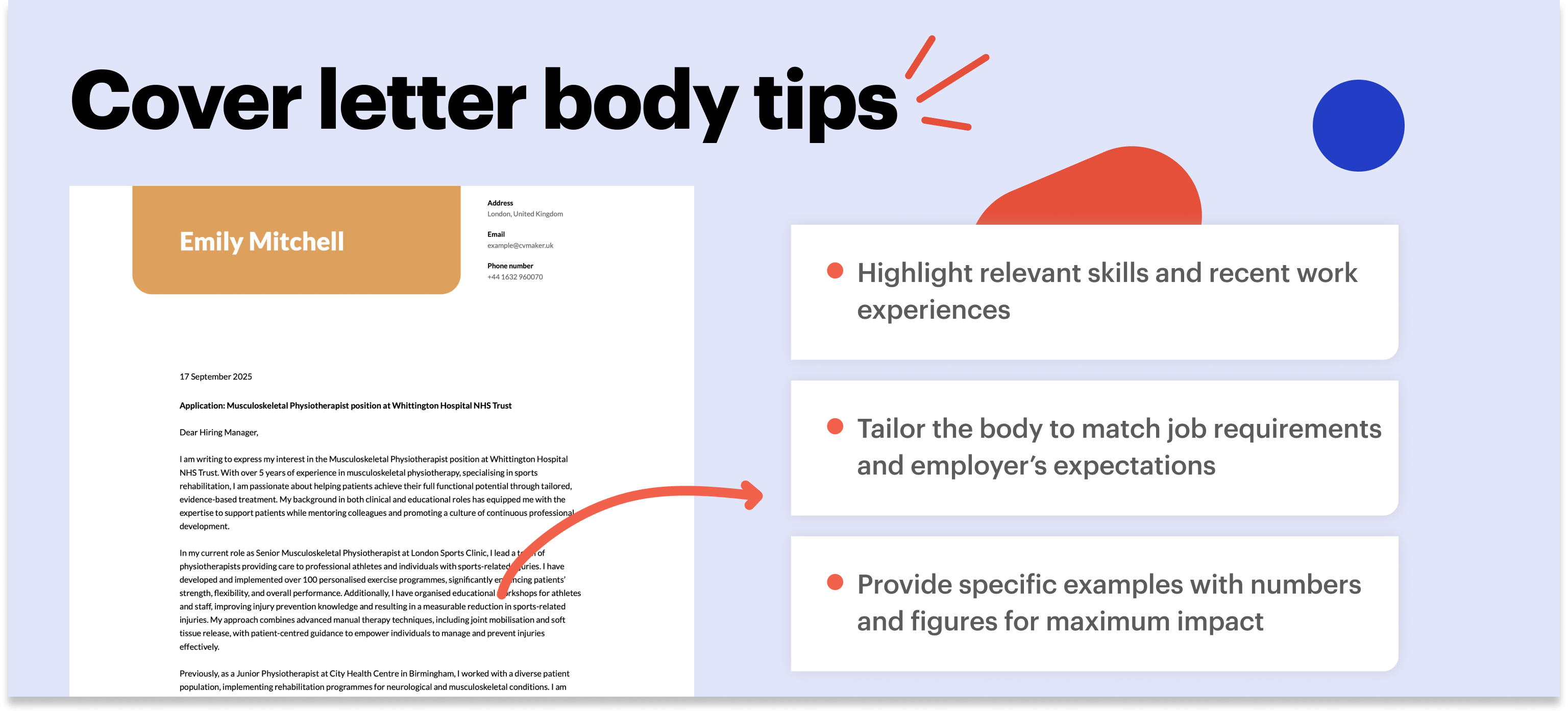 physiotherapist cover letter body tips