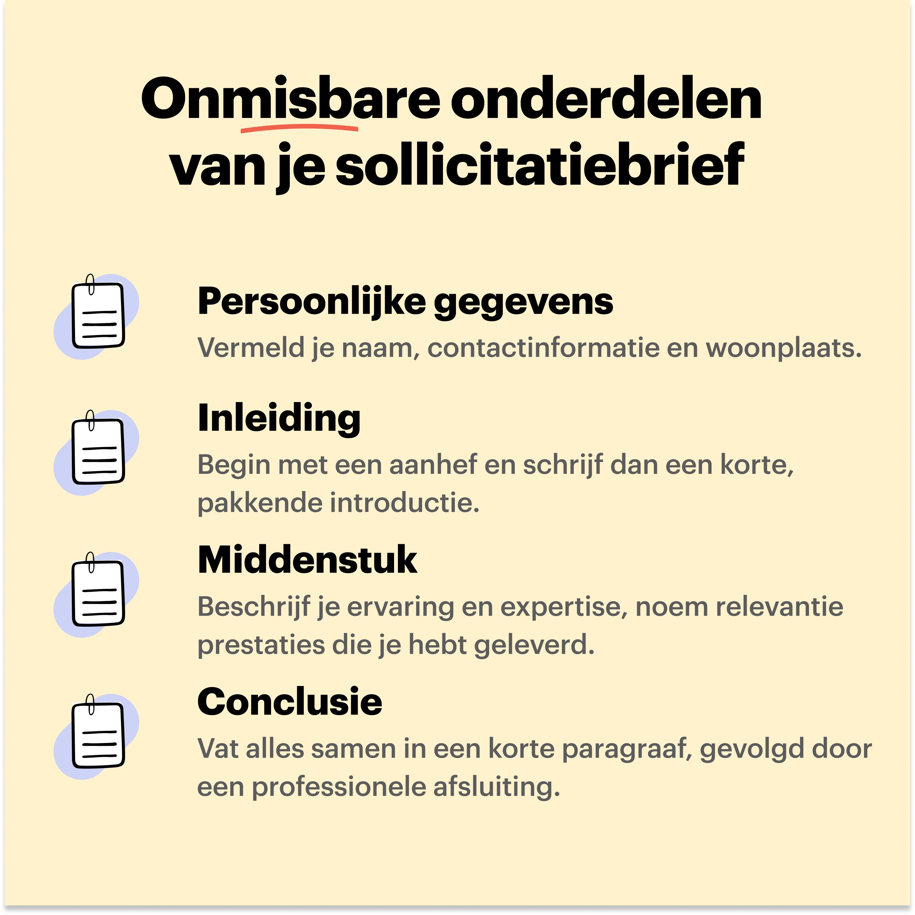 onmisbare onderdelen van je sollicitatiebrief