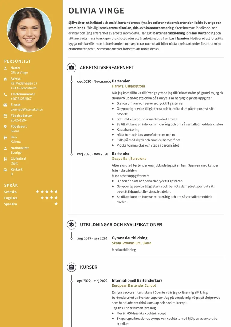 Hairdresser CV example