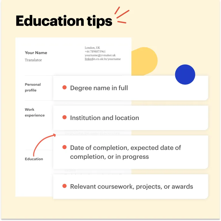 Education entry requrements - Translator CV