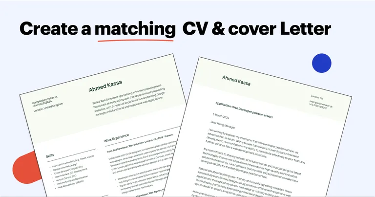Matching CV and cover letter