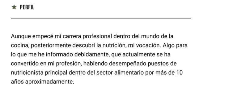 perfil profesional de un nutricionista