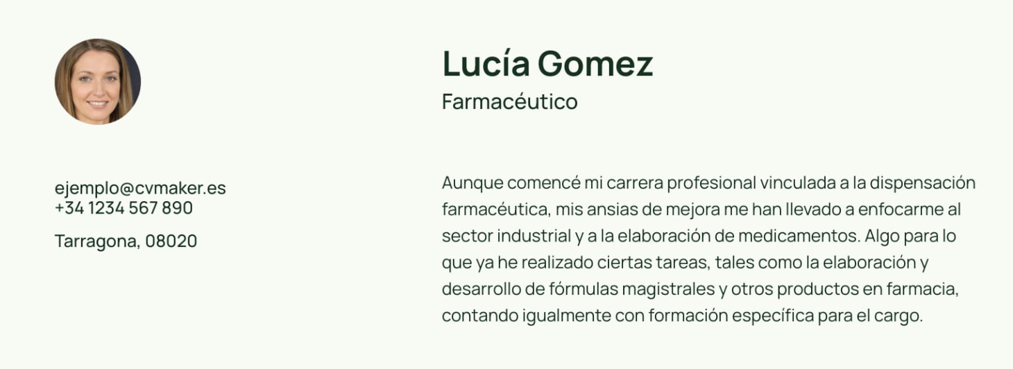 perfil farmacéutico hoja de vida