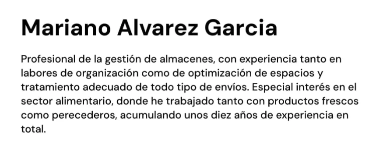 perfil de un almacenista para hoja de vida