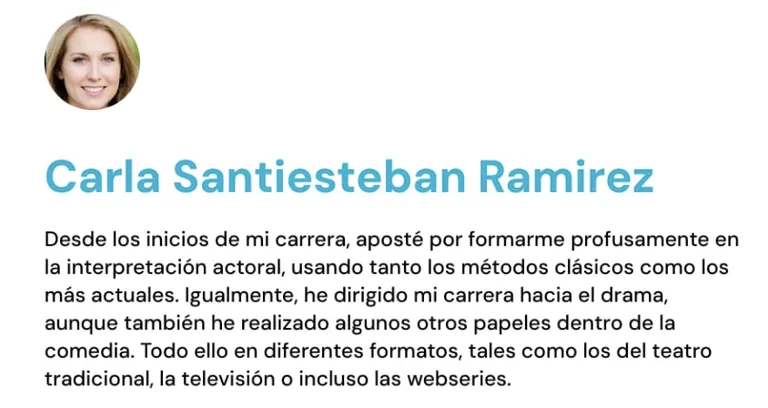 perfil actoral ejemplos