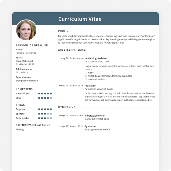 Cambridge professionell CV-mall