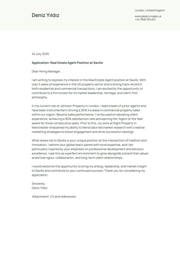 estate agent cover letter example