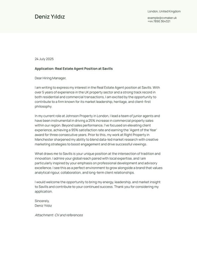estate agent cover letter example