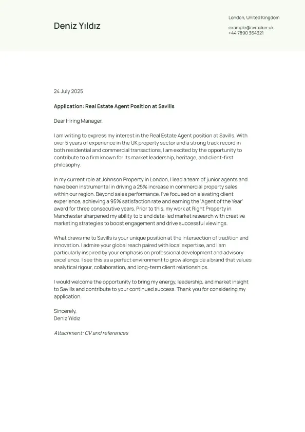 estate agent cover letter example