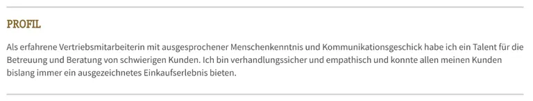 Kurzprofil Lebenslauf mit Soft Skills Beispiel