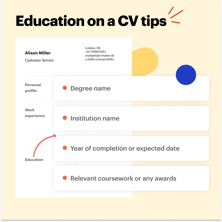 Customer Service - Education on a CV
