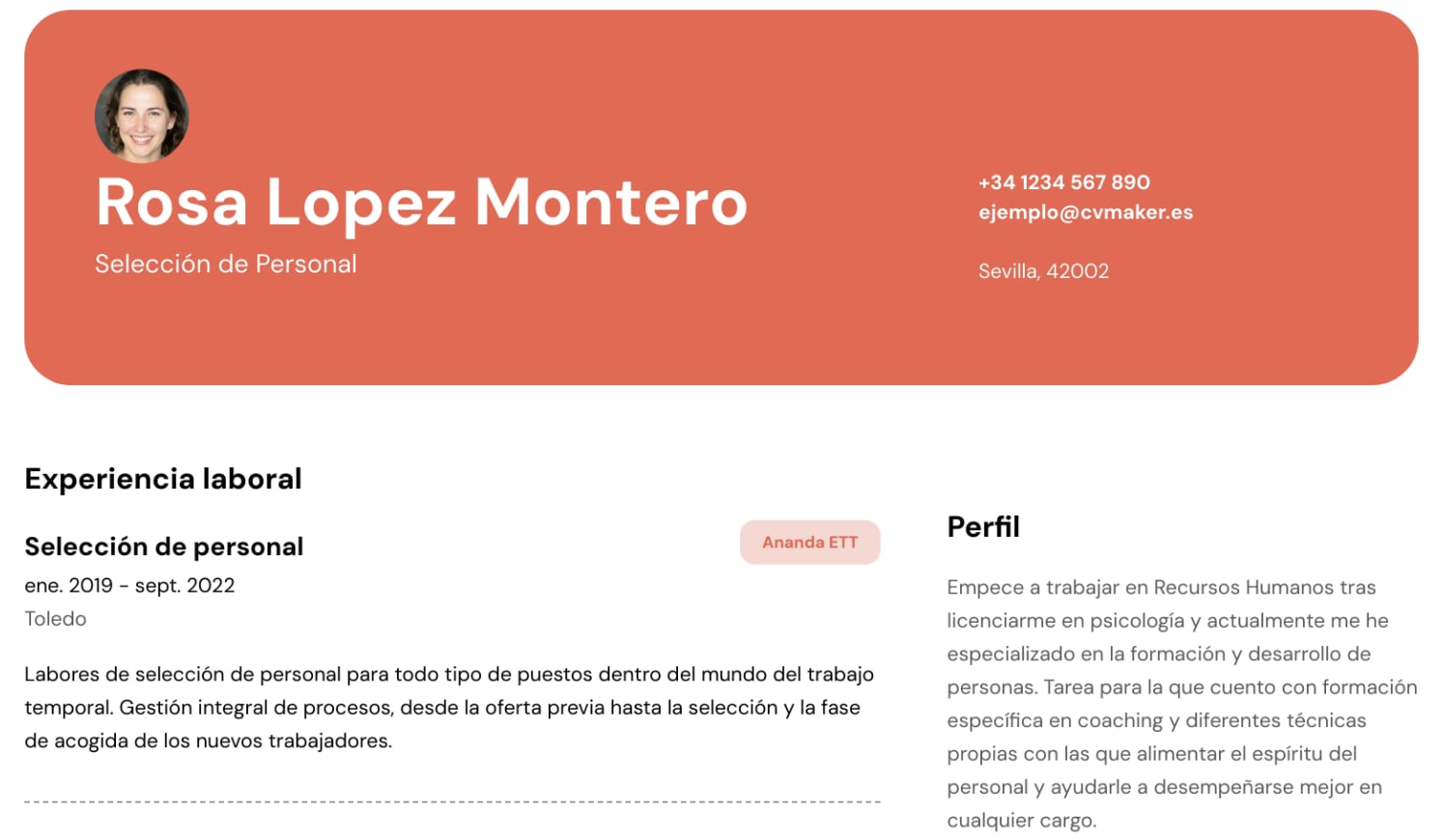 perfil profesional recursos humanos ejemplo