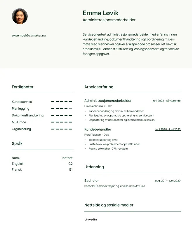 Moderne cvmaker-mal