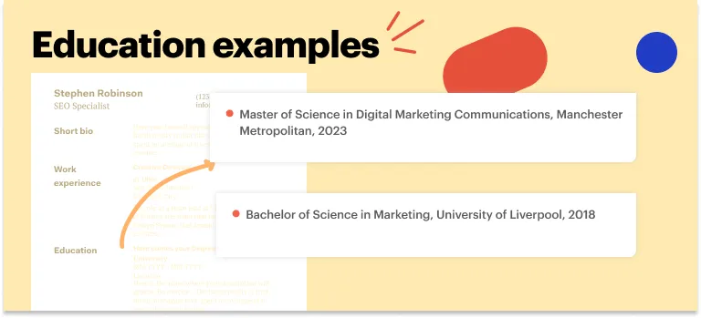 Education SEO CV tip