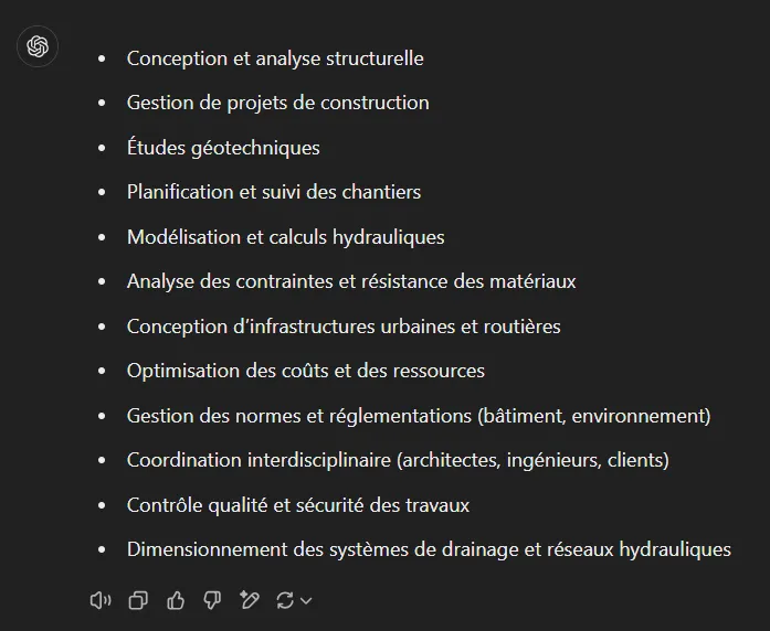 Exemple de consignes pour la rédaction d'un CV par l'IA