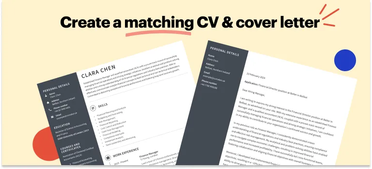 matching finance CV and cover letter 