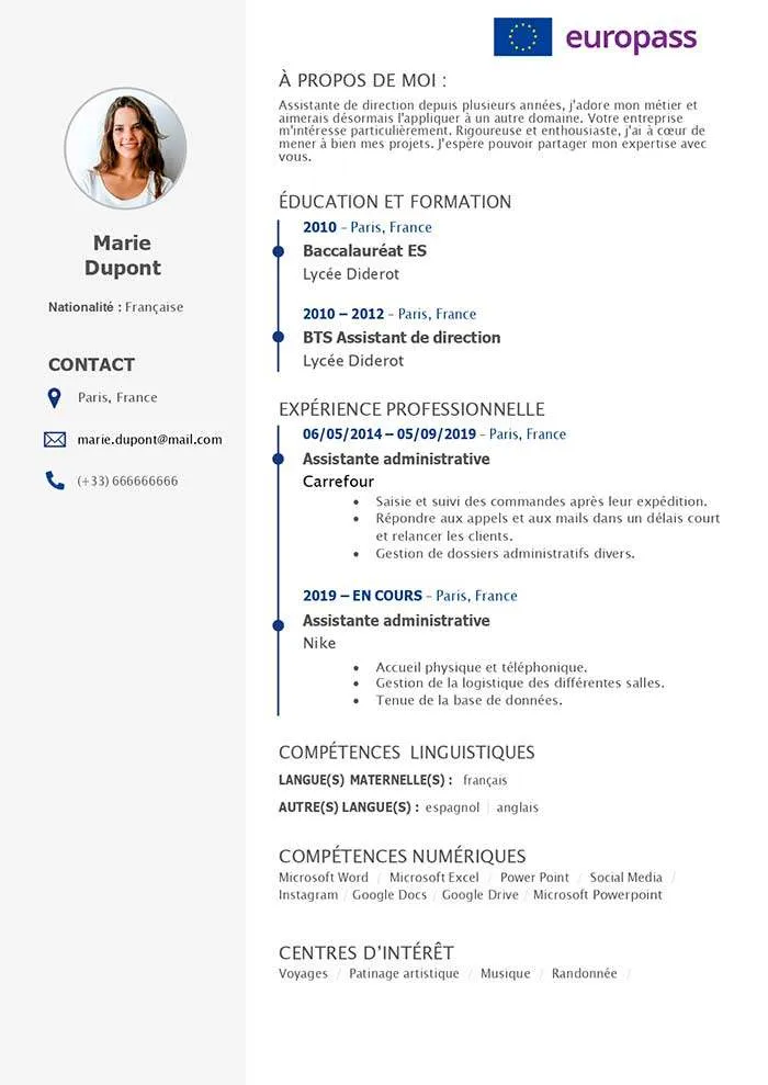Europass cv template