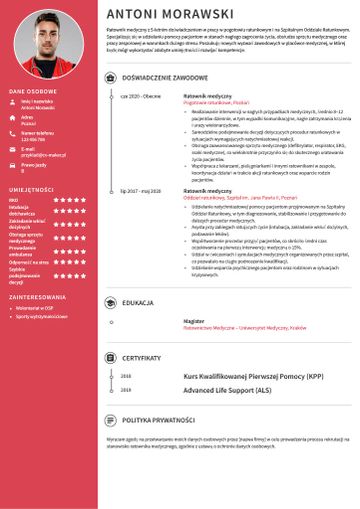 CV ratownik medyczny wzór