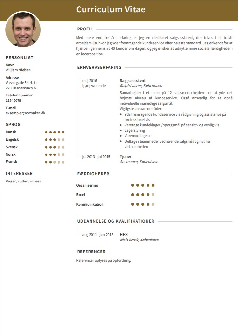 CV eksempel butik