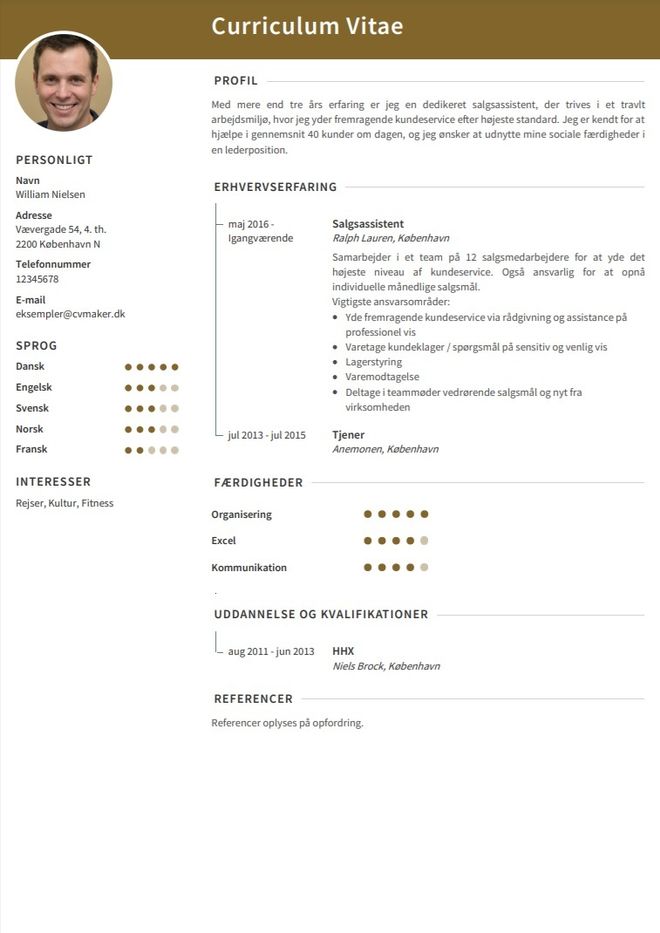CV eksempel butik
