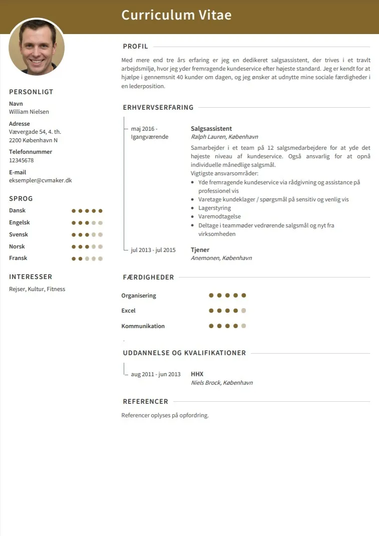 CV eksempel butik
