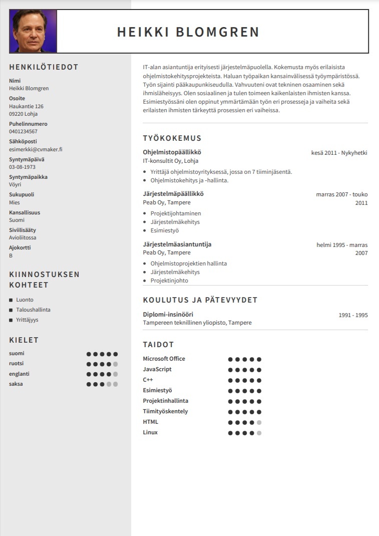 CV monikielinen