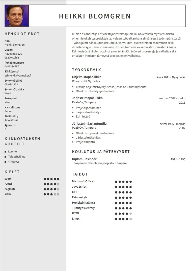 CV monikielinen