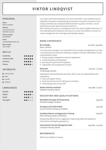 CV-exempel på engelska