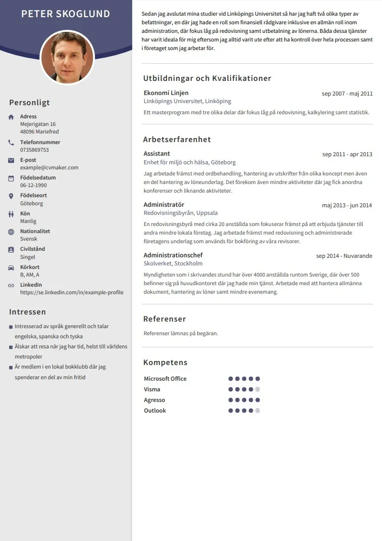CV exempel med färdigheter