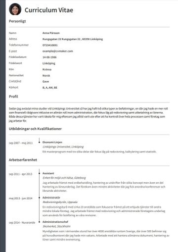 CV-exempel för studenter
