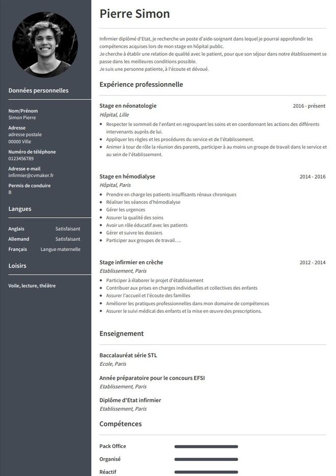 Exemplo de CV francês