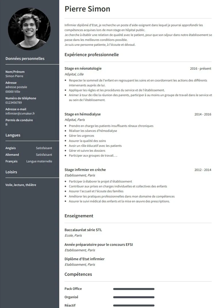 Exemplo de CV francês