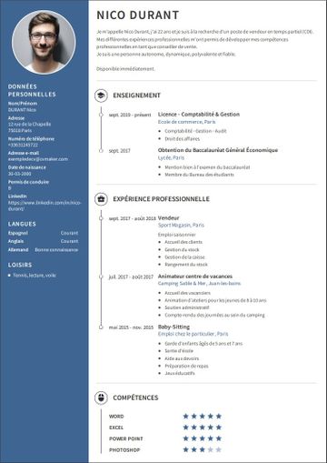 Exemple de CV étudiant
