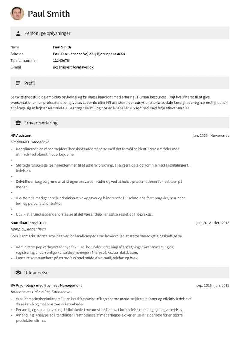 CV Eksempel uden erfaring - Student