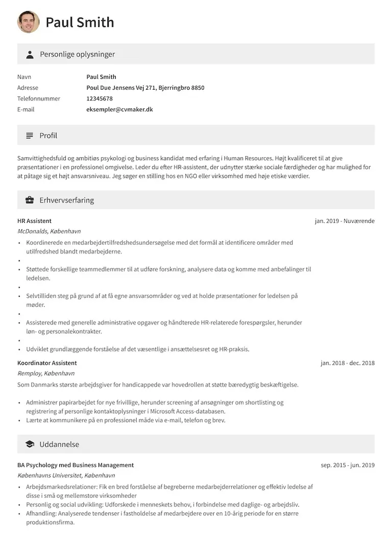 CV Eksempel uden erfaring - Student
