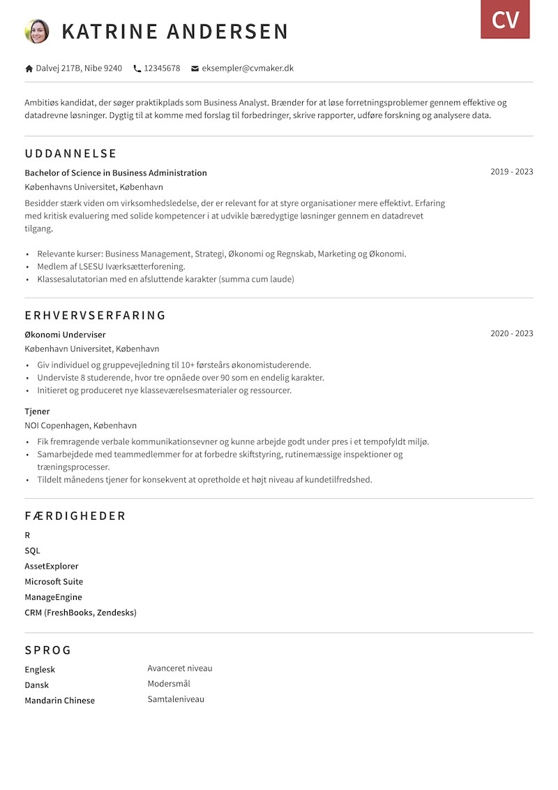 CV Eksempel uden erfaring - Praktik