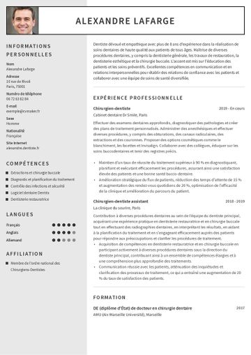 CV dentiste exemple