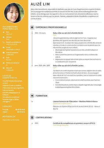Modèles de CV baby sitter