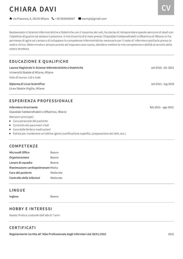 CV Servizio-Clienti