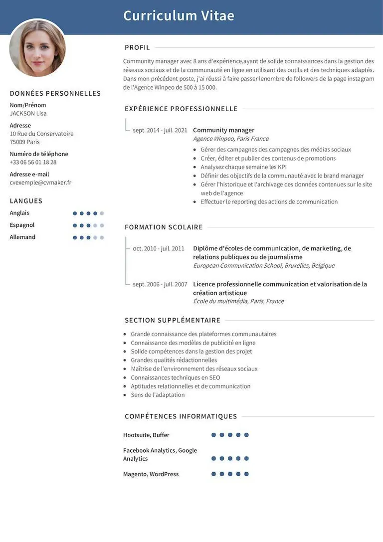 CV marketing exemple