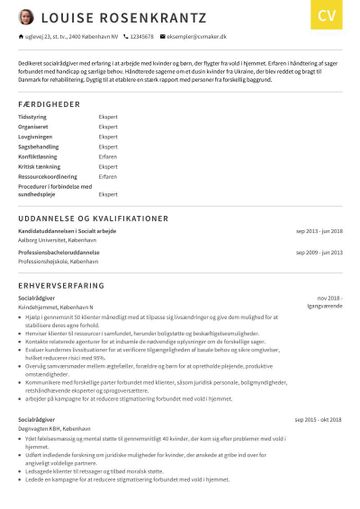 Eksempel på socialrådgiver CV