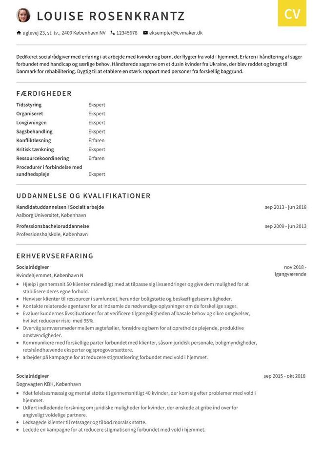 Eksempel på socialrådgiver CV