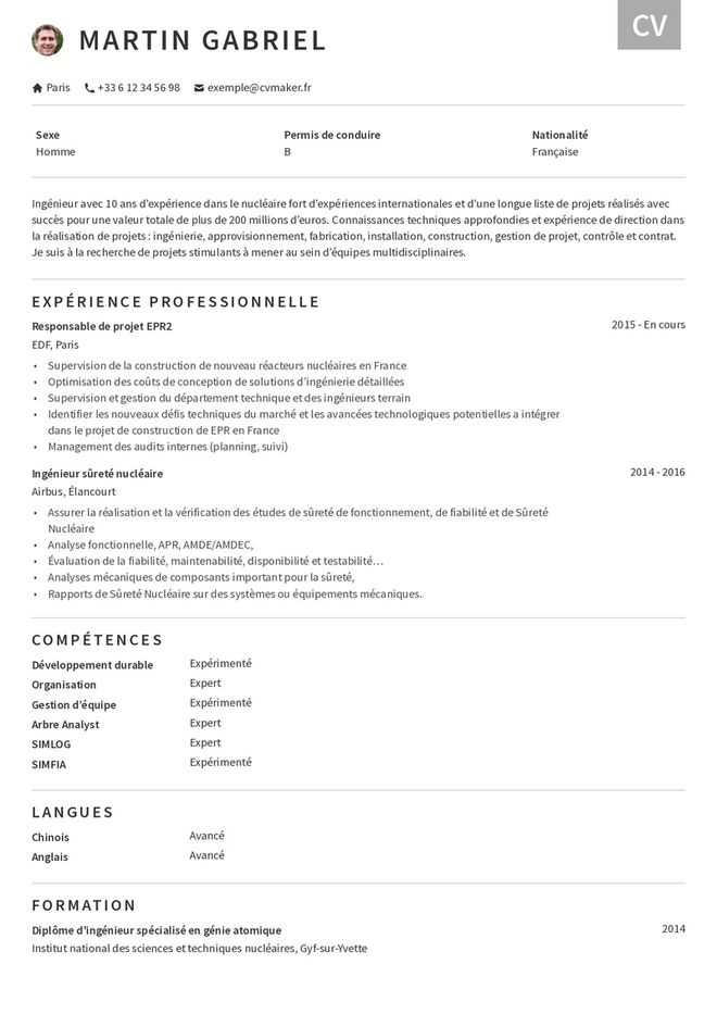 Modèles de CV Ingénieur