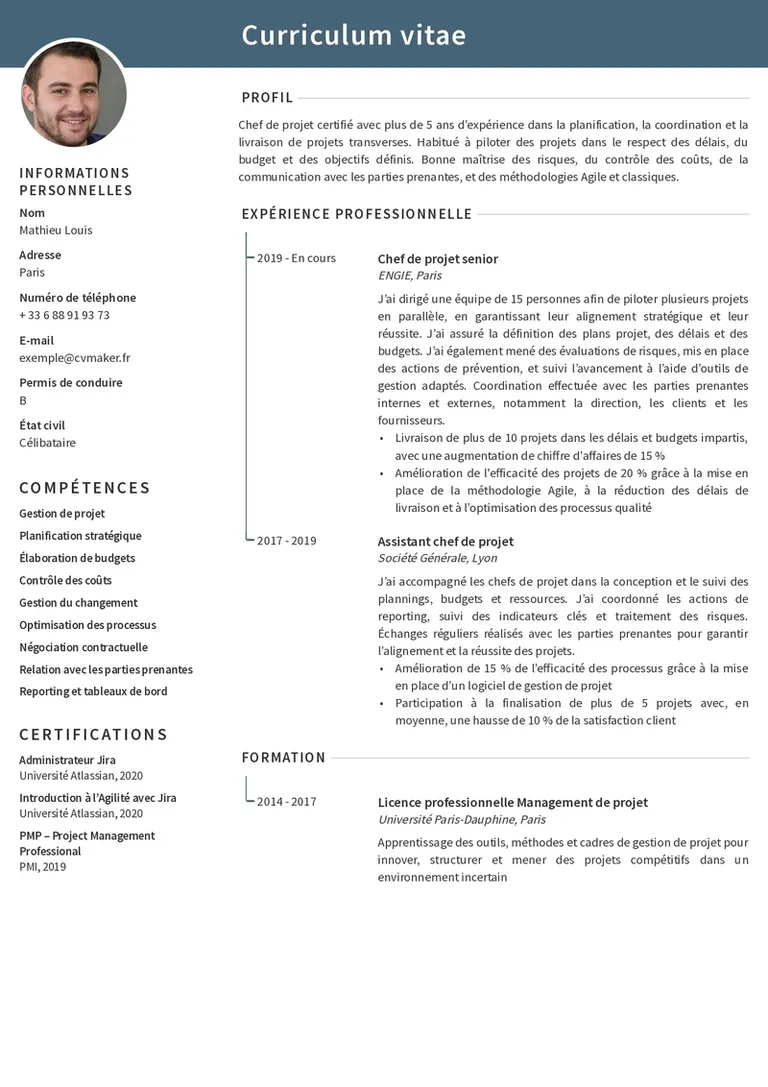 Modèles de CV pour chef de projet