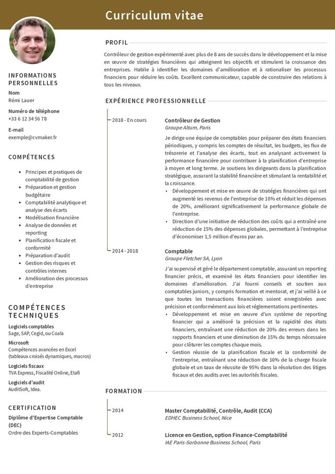 CV comptable exemple