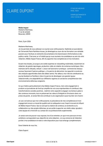 Modèles de lettre de motivation candidature spontanée