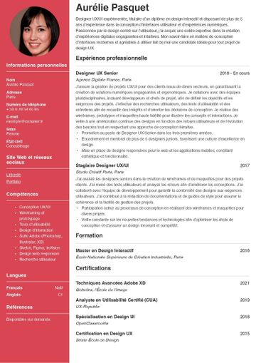 CV UX designer exemple