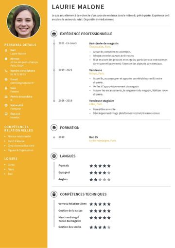 Modèles de CV Vendeuse