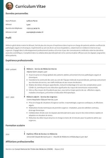 Modèles de CV Médecin