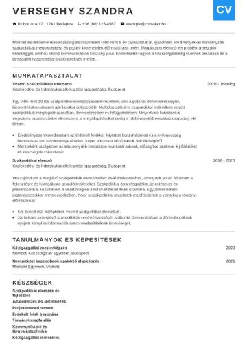 Közszolgálat önéletrajz minta